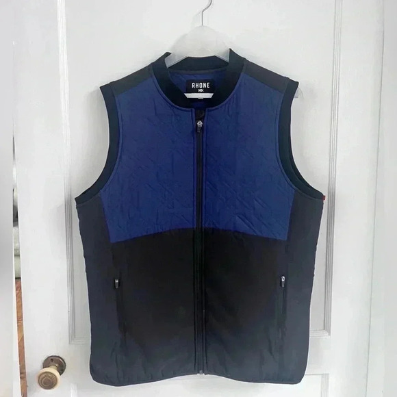 RHONE APPAREL Midtown Black & Navy Zip Front Vest - Picture 4 of 7